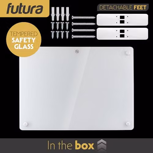 Futura 1000W White Glass Electric Convector Panel Heater, Wall Mounted or Freestanding – 4