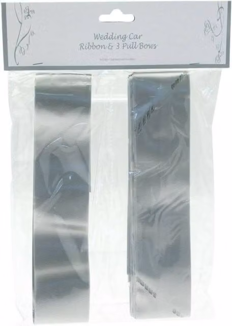 KDMD Silver Wedding Car Ribbon and 3x Bows 4 Pack – 1