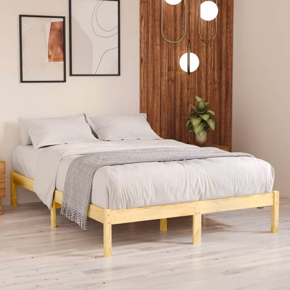 Berkfield Home Modern Solid Wood Pine Bed Frame in Beige, W/D/H: 120 x 200 cm – 2