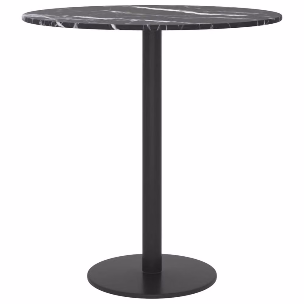 Berkfield Home Black Marble Design Tempered Glass Table Top, Diameter: 40 cm, Height: 0.8 cm – 3