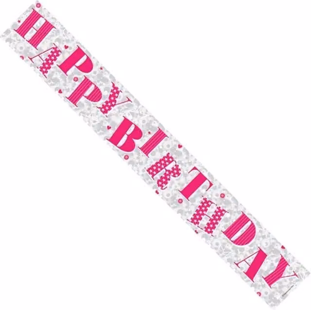 KDMD Pink Happy Birthday Hanging Pennant Banner Party Decoration Pack of 12