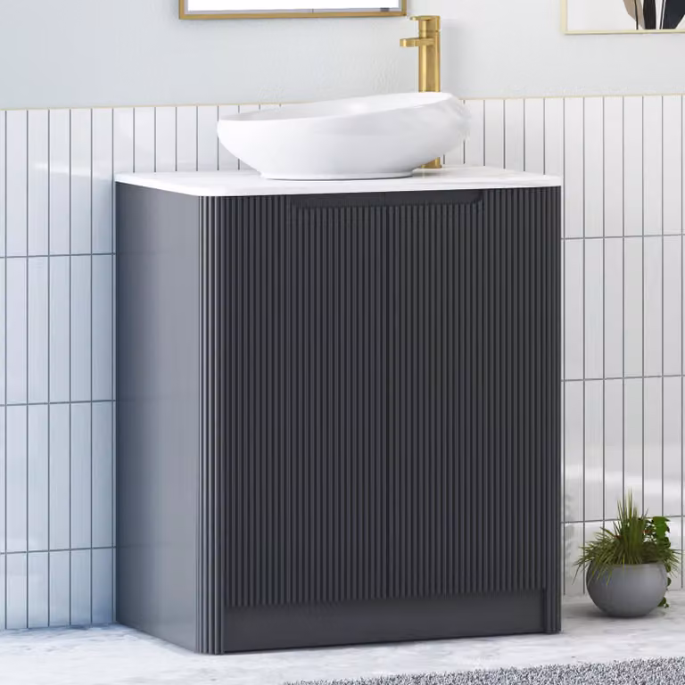 Royal Bathrooms Avenza 800mm Matt Obsidian Black Floor Standing 2 Door Vanity Unit with Nova Basin