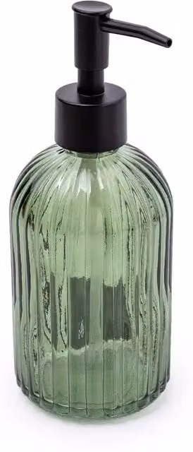 Candlelight Apothecary Glass Soap Dispenser with Black Pump in Olive Green