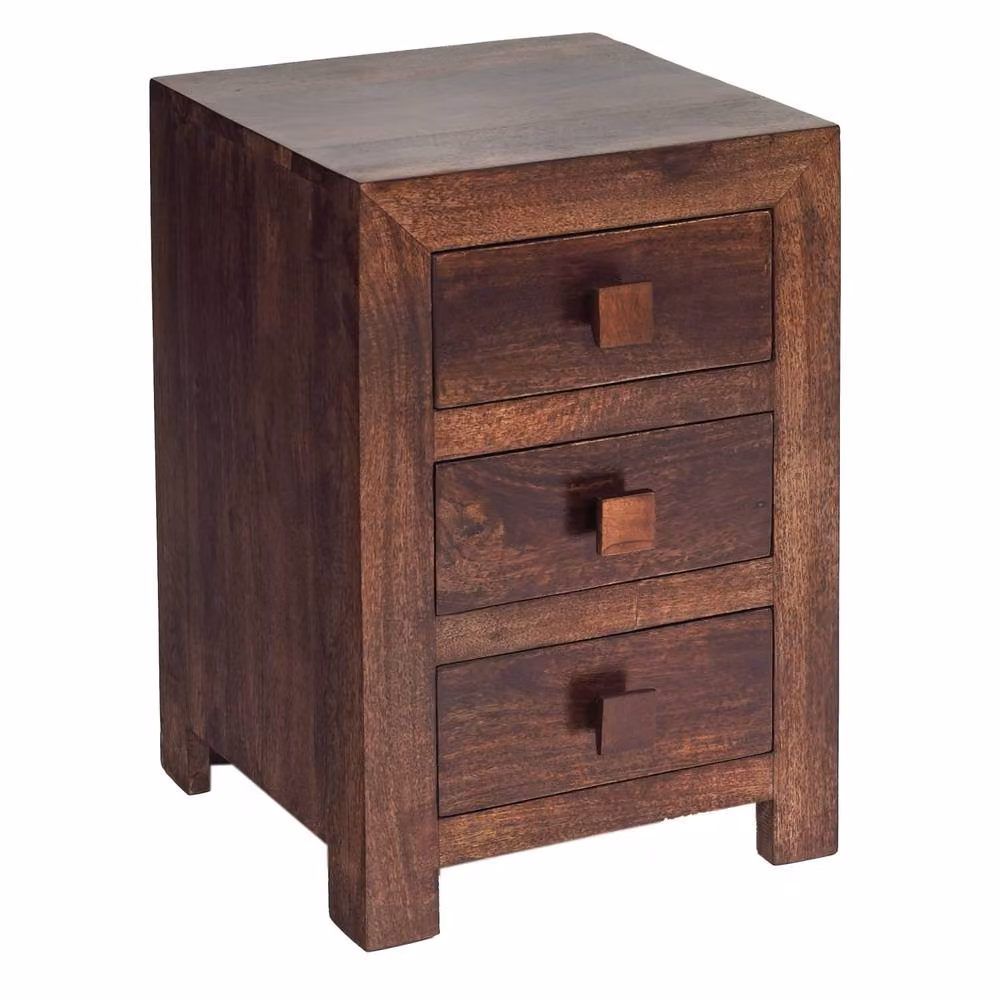 Wyld Haus Phuket 3 Drawer Bedside Table in Brown Mango Wood W/D/H: 40 x 18 x 62 cm – 3