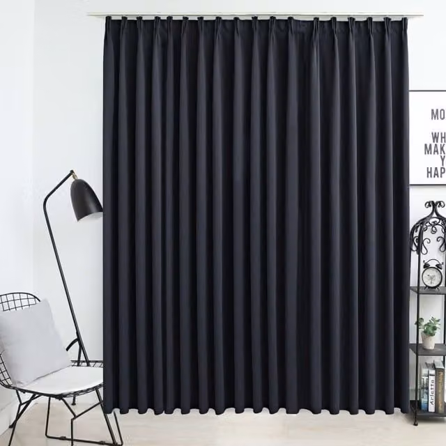 Berkfield Home Blackout Curtain with Hooks, Black, W: 290 cm, H: 245 cm
