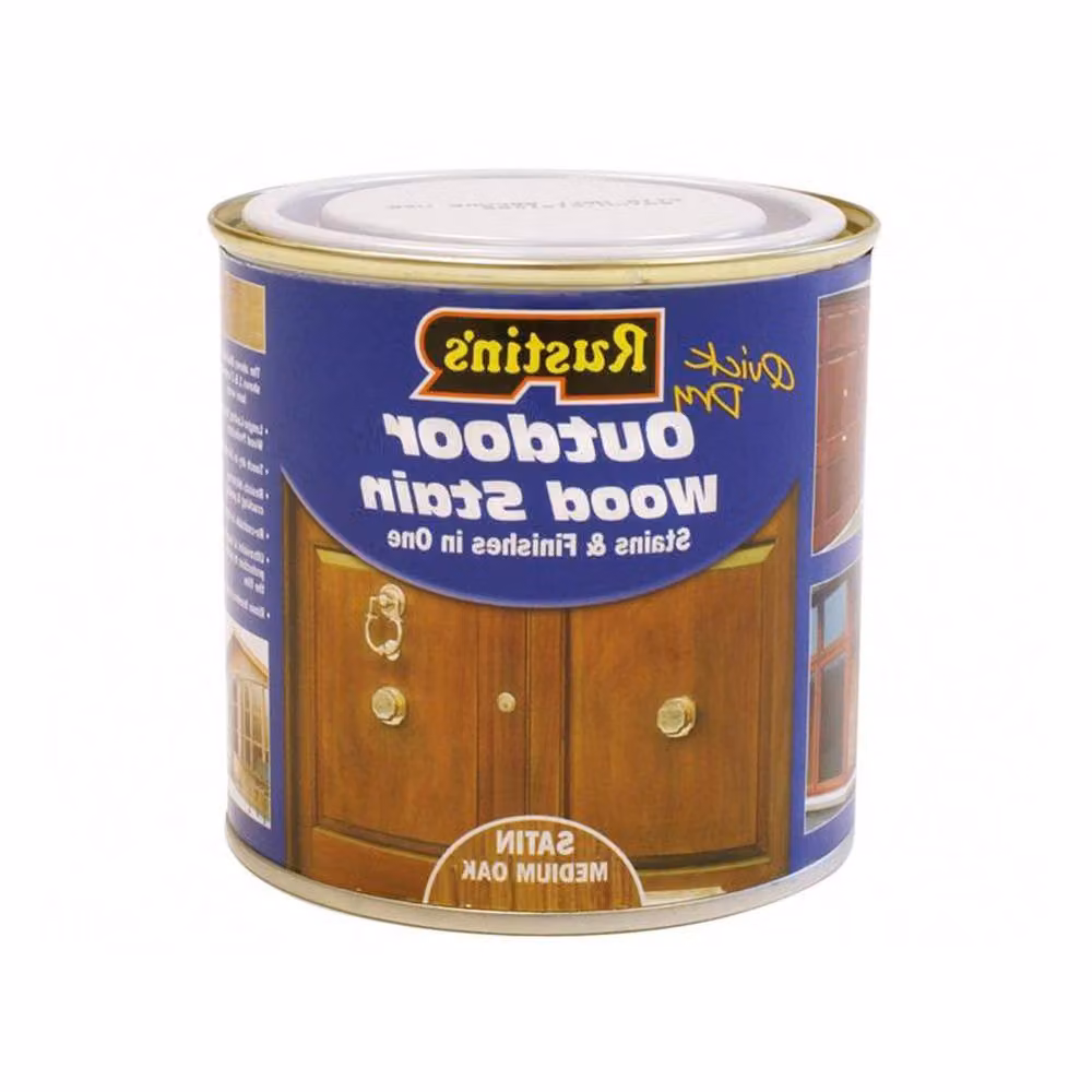 Rustins Quick Dry Exterior Wood Stain Satin Oak Brown 250ml – 3