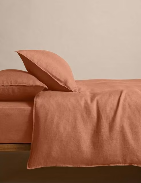 M&S Pure Linen Breathable Duvet Cover, Brown, W: 140 cm, H: 200 cm