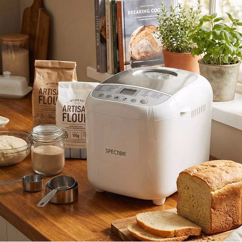 Spector 19-in-1 Automatic Bread Maker with Stainless Steel Non-Stick Pan, 600W, White – 3