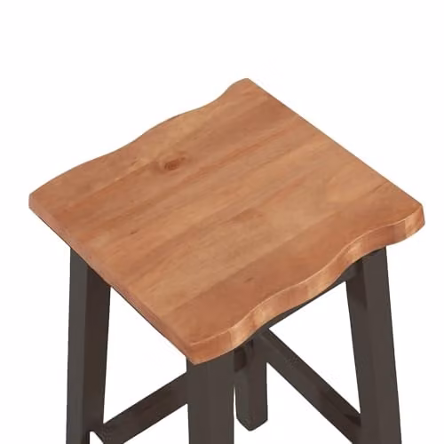 Core Products Corona Set of 2 Black and Grey Live Edge High Breakfast Stools in Rustic Waxed Pine Wood – 3