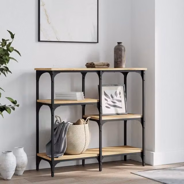 Berkfield Home Console Table in Sonoma Oak Brown, W/D/H: 80 x 29 x 75 cm