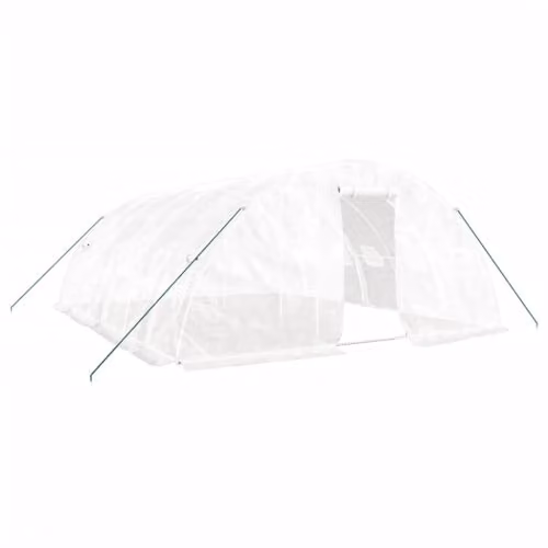 vidaXL Greenhouse with Steel Frame in White, 30 m², W: 600 cm, D: 500 cm, H: 230 cm