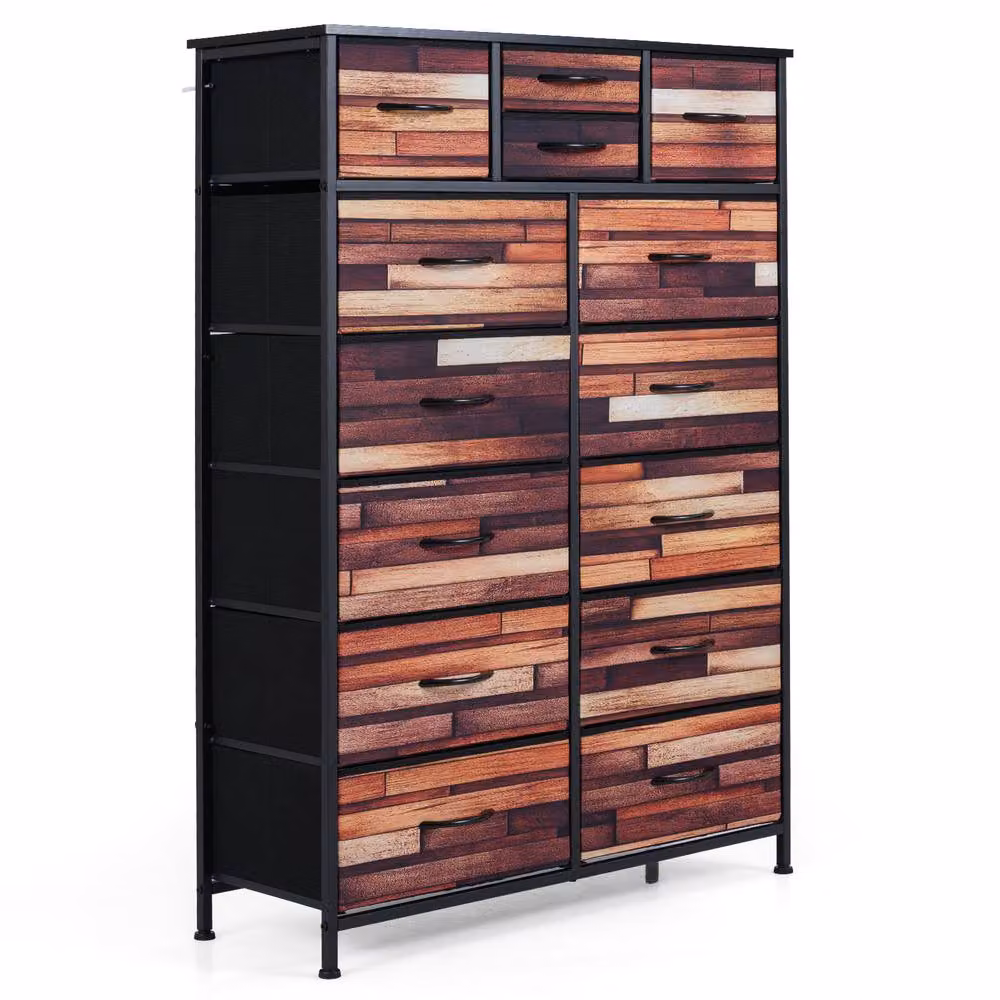 Costway 14-Drawer Storage Chest Dresser with Fabric Drawers in Brown – 8