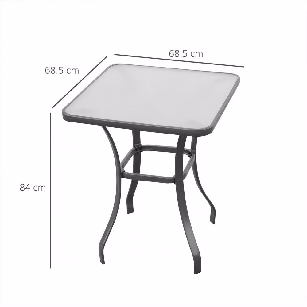 STILVORA Modern Square Garden Table with Black Tempered Glass Top – 3