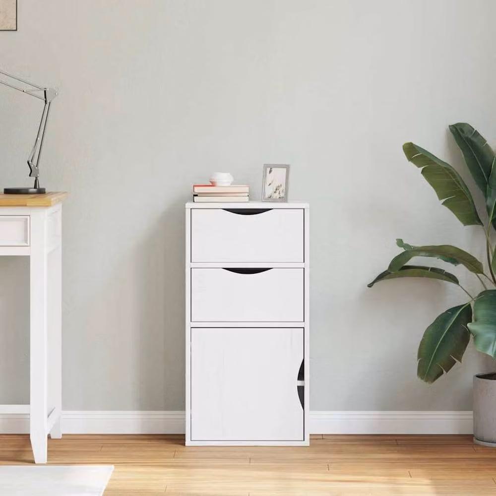 Berkfield Home ODDA Side Cabinet with Drawers in White Solid Wood Pine, W/D/H: 40 x 24 x 79 cm – 2