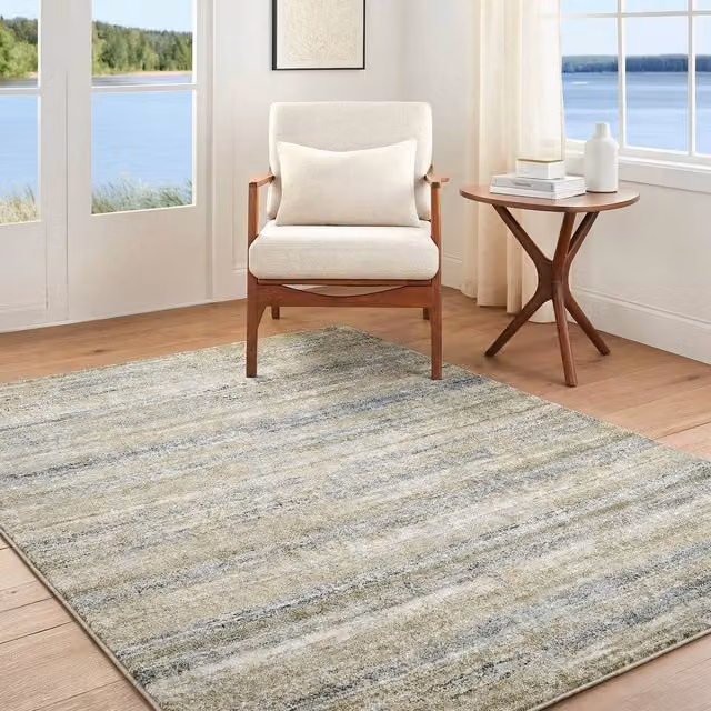 Livabliss Avellino Modern Abstract Marble High Pile Living Room Rug in Green, Blue and Beige, W: 160 cm, L: 215 cm