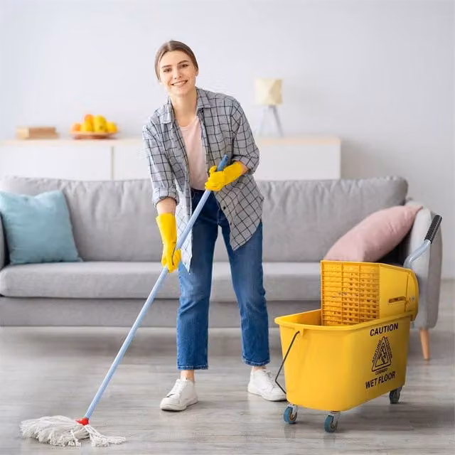 EONLION Mop Bucket with Wringer on Wheels, Yellow