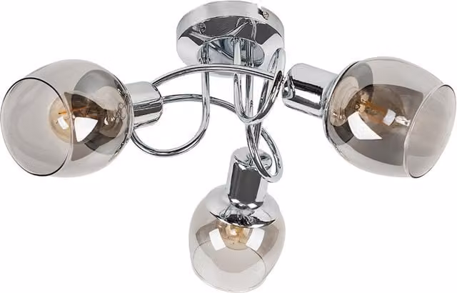 ValueLights Zarah 3 Way Silver and Chrome Metal Ceiling Bar Light with Smoked Glass