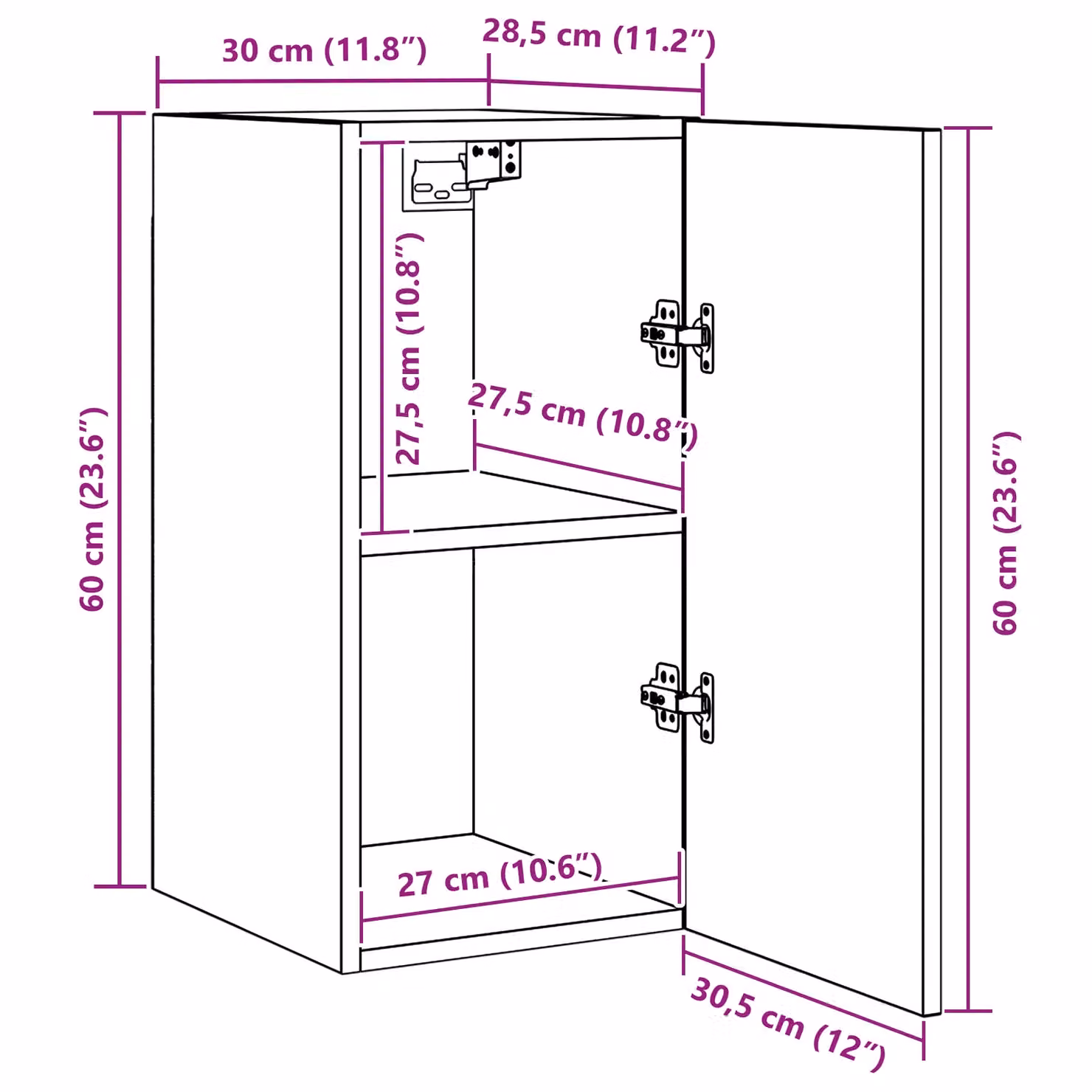 Berkfield Home 4-Piece TV Cabinet in Black Oak, W/D/H: 60 x 30.5 x 30 cm – 6
