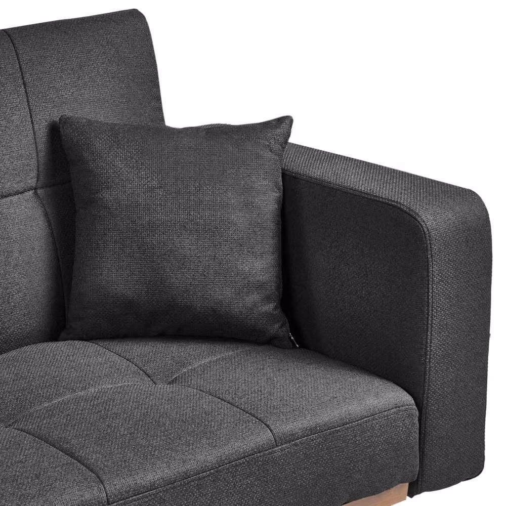 Wyld and Coco Tufted 3-Seater Click Clack Sofa Bed in Black Polyester with Metal Legs – 5