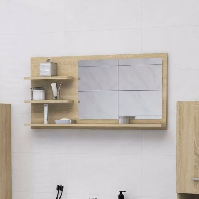 Berkfield Home Sonoma Oak Bathroom Mirror, Brown, W: 90 cm, D: 10.5 cm, H: 45 cm – 1