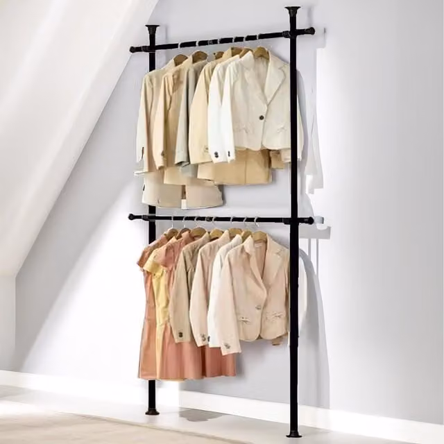 Pirlo Plush Industrial Matt Black Metal Clothes Rail