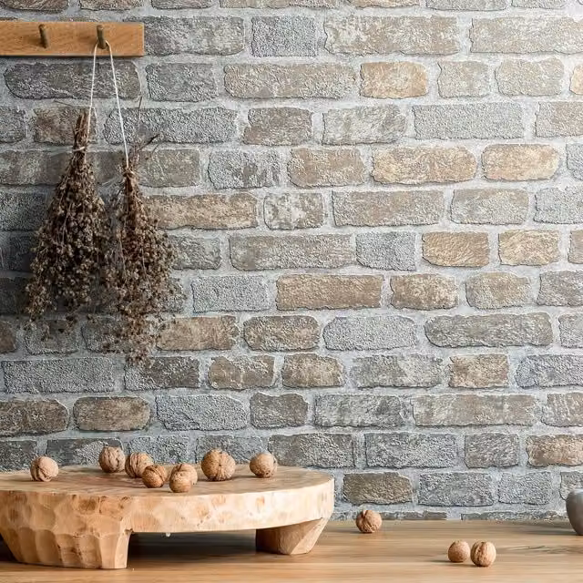 Galerie Industrial Effects Brick Wallpaper in Silver Grey
