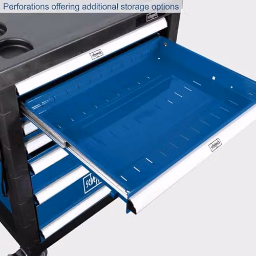 Scheppach TW1000 Workshop Trolley, 7-Drawer Heavy-Duty Steel Tool Chest with 263-Piece Tool Kit, Lockable and Rollable, Blue or Black – 6