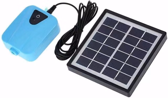 FLAVORA Solar Power Pond Aerator and Oxygen Pump in Blue, W: 100 cm, D: 15 cm