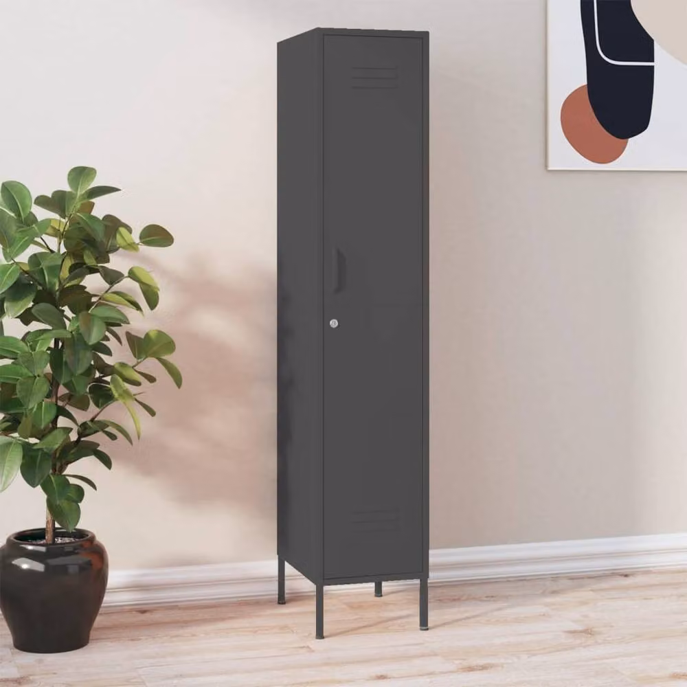 Berkfield Home Anthracite Metal Locker Cabinet with Internal Shelves and Lock, W/D/H: 35 x 46 x 180 cm – 2