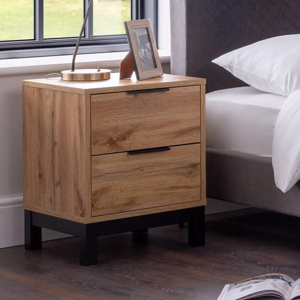 Cheshire Premium Kora 2 Drawer Light Oak Bedside Unit in Brown – 3