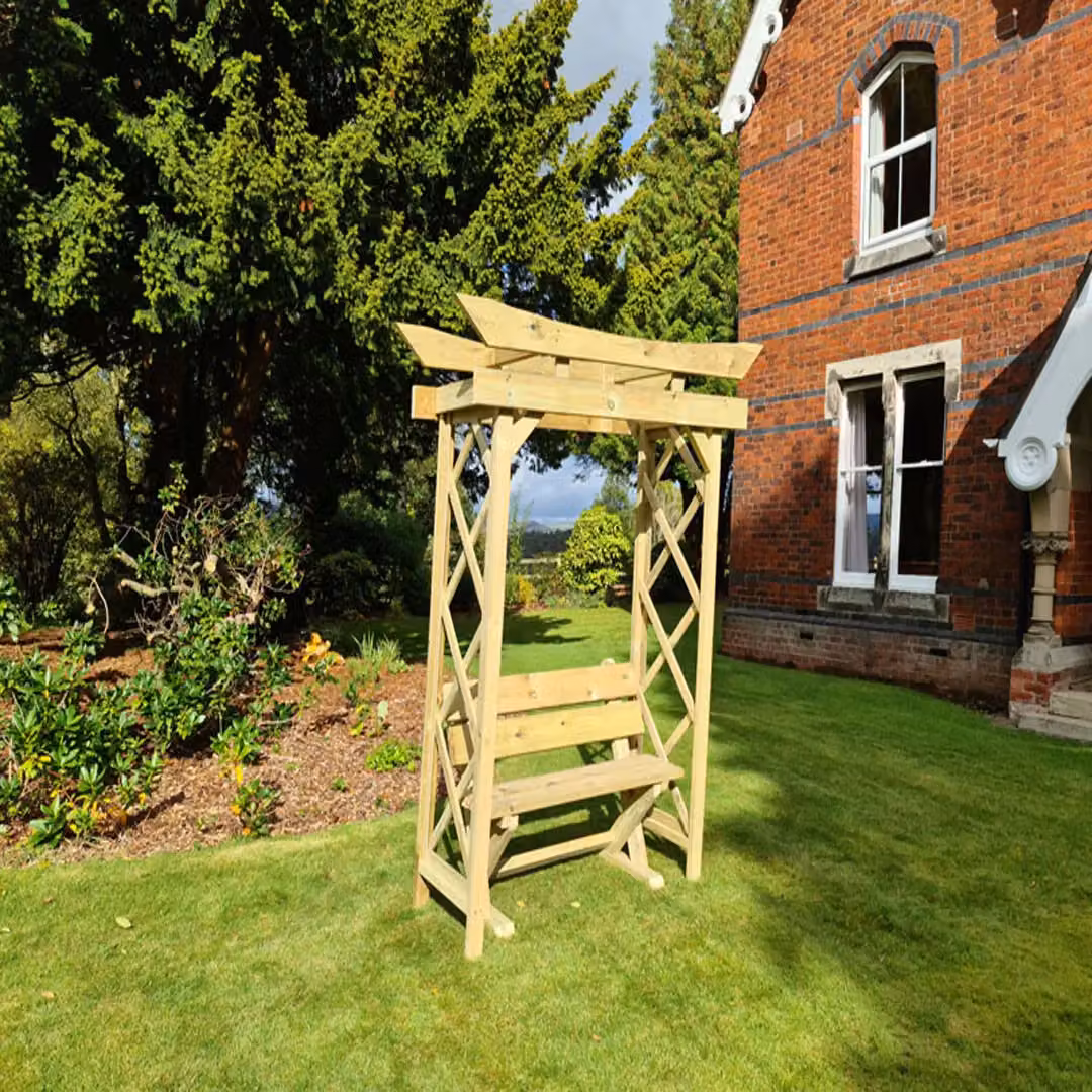 Churnet Valley Garden Furniture Ltd Tokyo 4ft Wooden Arch with Ashcombe Bench, Brown, W180 x D60 x H222 cm – 3