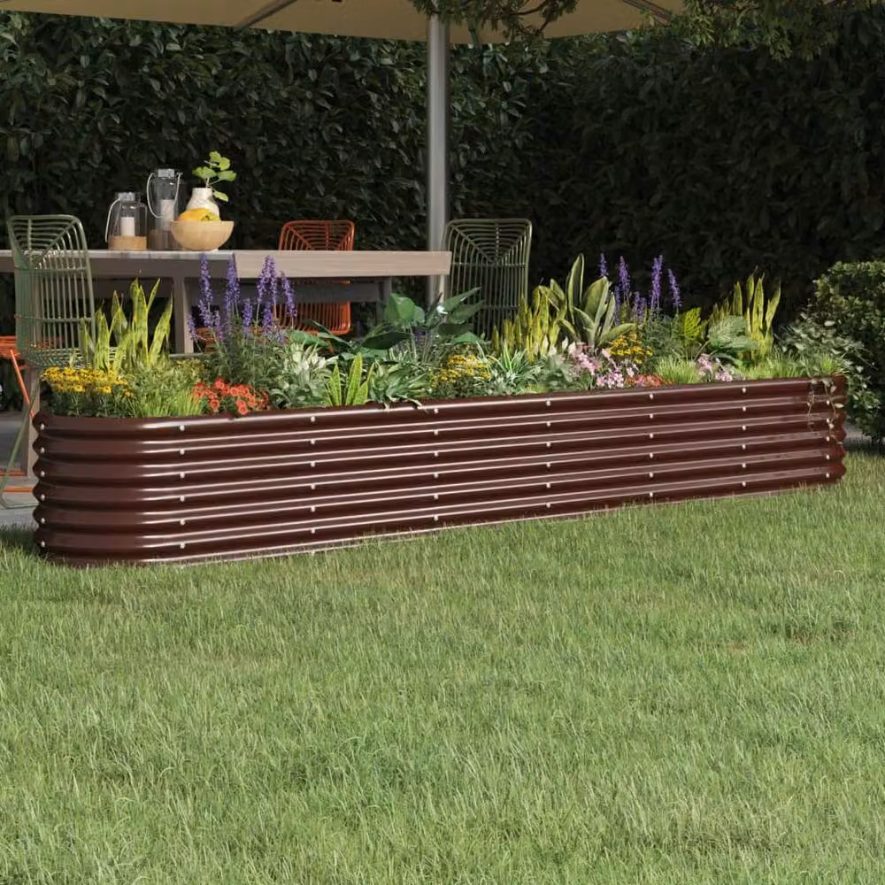 Berkfield Home Garden Brown Powder-coated Steel Raised Bed, W/D/H: 260 x 40 x 36 cm – 2