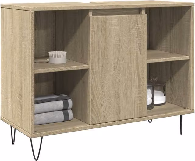 Berkfield Home Sonoma Oak Bathroom Cabinet, Brown, W/D/H: 80 x 33 x 60 cm