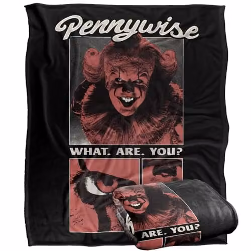 LOGOVISION IT IT Welcome to Derry Pennywise What Are You Silky Touch Super Soft Fleece Throw Blanket, Multicolour, W: 127 cm, D: 152.4 cm