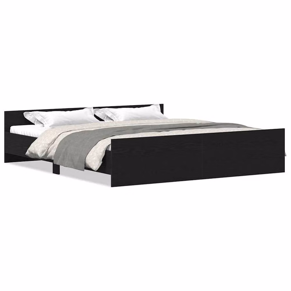 Berkfield Home Black Oak Bed Frame in Engineered Wood, 200 x 200 cm – 2