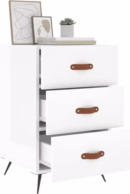 Berkfield Home Modern High Gloss White Bedside Cabinet W/D/H: 40 x 40 x 66 cm – 1