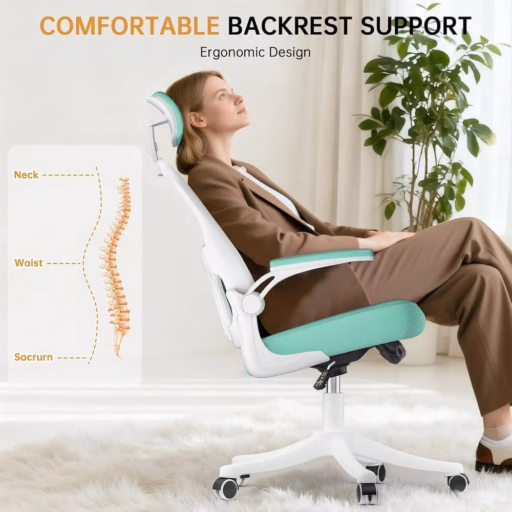 Gartistgo Ergonomic Mesh Office Chair in Green with Adjustable Headrest and Armrests – 2
