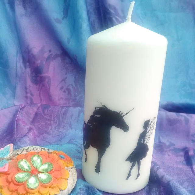 Viki Fairy Pillar Candle in White