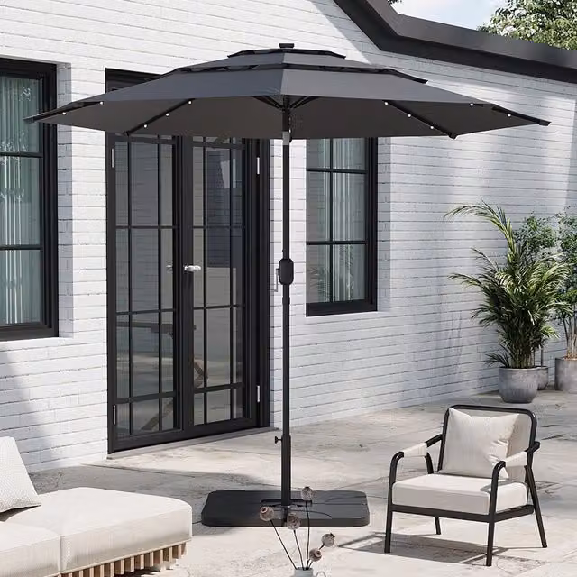 Breeins 3-Tier Garden Parasol with Tilt and Crank in Dark Grey