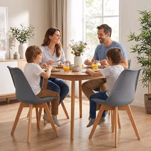 Bravich Rocco Modern Dining Chair with Grey Synthetic Leather Cushion and Beech Wood Legs – 2