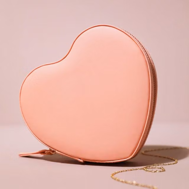 Lisa Angel Women's Pink and Gold Heart Travel Jewellery Case