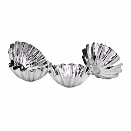 Orsina Set of 4 Round Fluted Cake Moulds in Silver Tinplate – 1