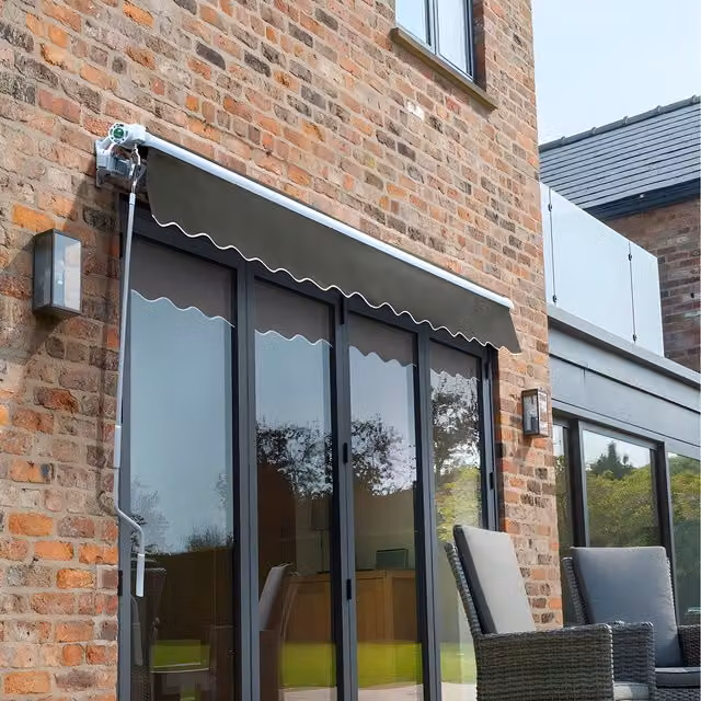 Primrose Manual Retractable Wall-Mounted Awning with Aluminium Frame, Charcoal, W: 300 cm x D: 250 cm