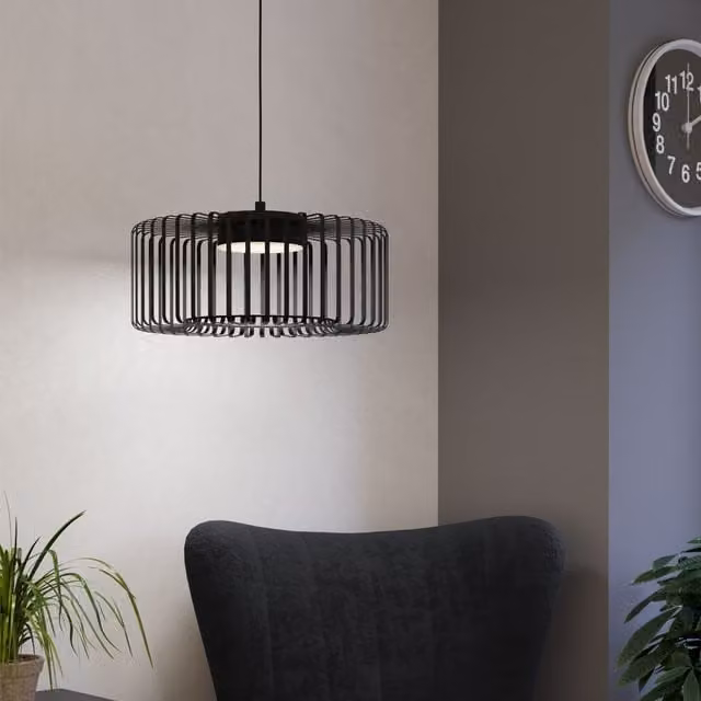 Eglo Ginestrone-Z RGB LED Pendant Light in Black Metal