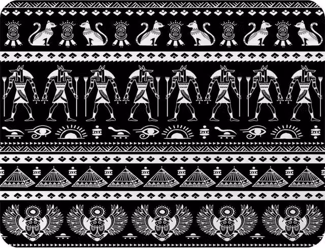 Benjamin Tate Design Hieroglyphs Fleece Blanket in Black and Sand, W/D/H: 120 x 150 cm – 2