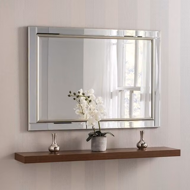 Yearn Champagne Framed Beveled Rectangular Wall Mirror, H 105.5 x W 75 cm