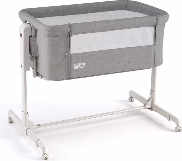 Costway 3 in 1 Modern Baby Crib in Grey