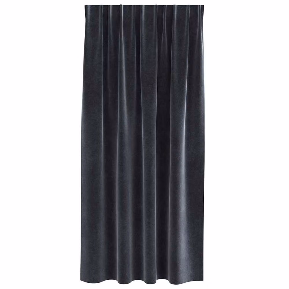 Berkfield Home Elegant Dark Grey Velvet Blackout Curtains with Top Tape, 2 Pack – 4