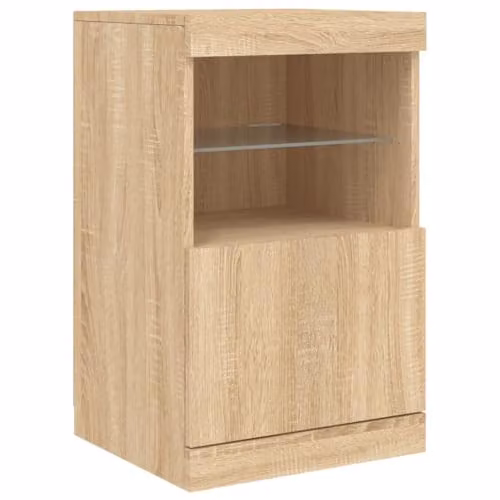 vidaXL Modern Sideboard with Integrated LED Lights in Sonoma Oak, W/D/H: 41 x 37 x 67 cm – 1