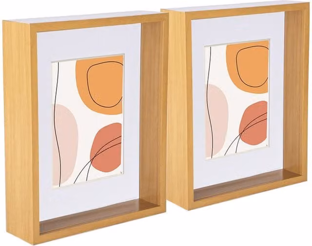Nicola Spring Pack of 5 Modern Rectangular 3D Deep Box Photo Frames in White with 5 x 7 inch Mounts